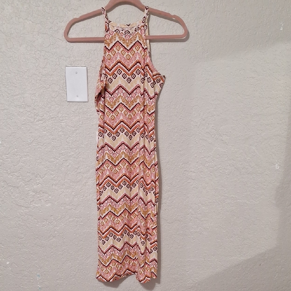 New Look Backless Dress in Cream and Orange